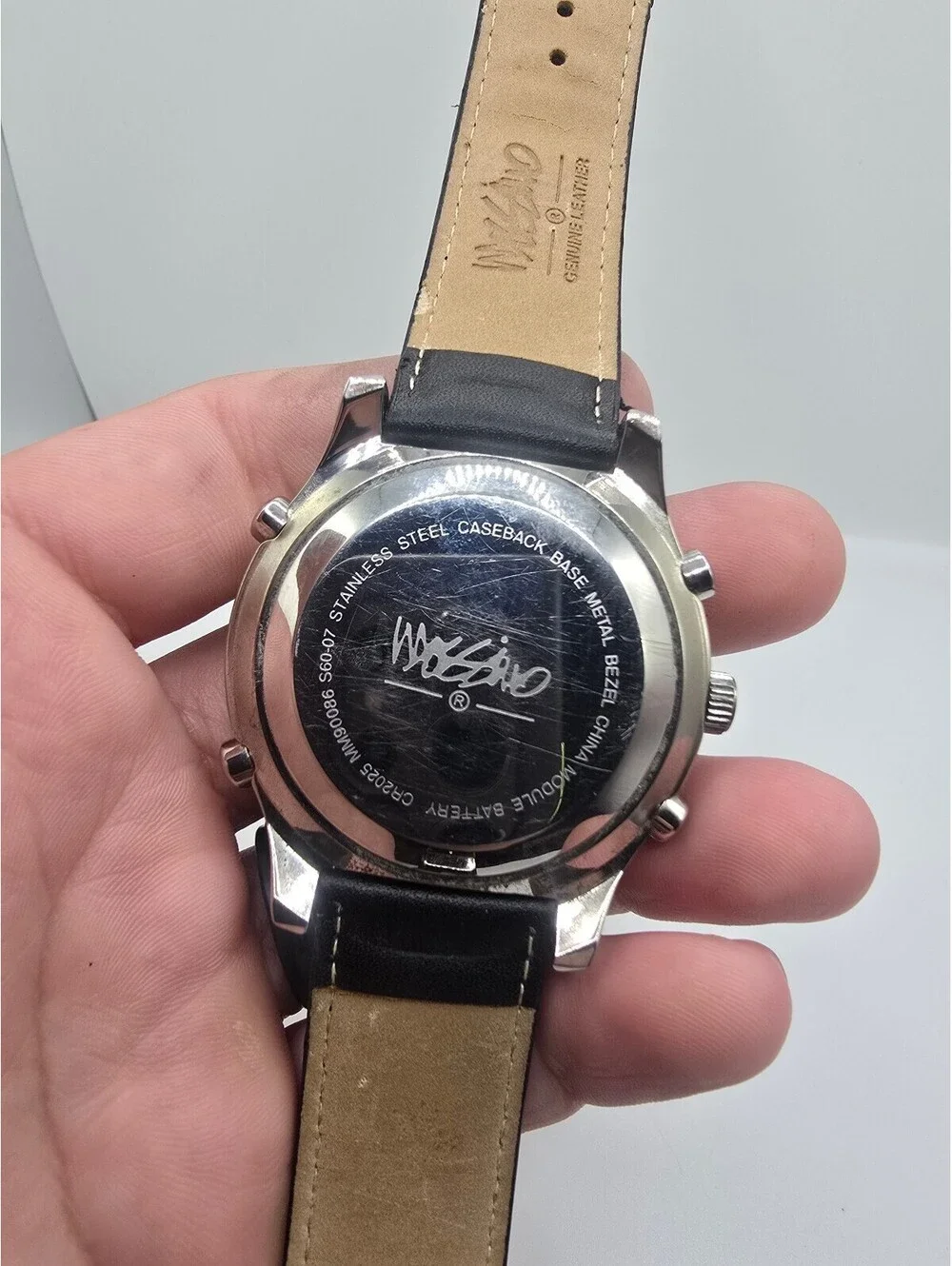 Mossimo Analog-Digital Quartz Watch Blue Dial Black Leather Strap 40mm 5 ATM